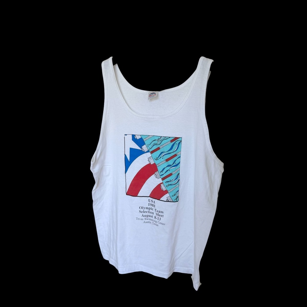 Vintage 1988 USA Olympic Team Swimming Selection Meet‎ Tank Top Miller White XL